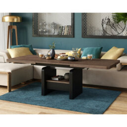 Heze Furniture Lotta 2 In 1 Extending Coffee / Dining Table 120-180Cm - Brown Oak / Black - thumbnail 6
