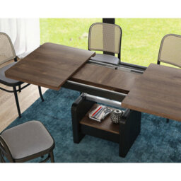 Heze Furniture Lotta 2 In 1 Extending Coffee / Dining Table 120-180Cm - Brown Oak / Black - thumbnail 5