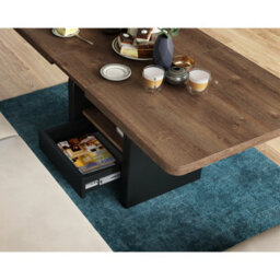 Heze Furniture Lotta 2 In 1 Extending Coffee / Dining Table 120-180Cm - Brown Oak / Black - thumbnail 4