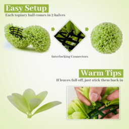 Gainoom 2 Pcs Green Artificial Plant Topiary Balls Faux Boxwood 28Cm Balls - thumbnail 8