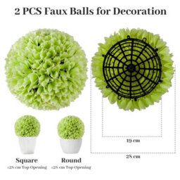Gainoom 2 Pcs Green Artificial Plant Topiary Balls Faux Boxwood 28Cm Balls - thumbnail 2