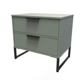 Tamworth Double 2 Drawer Bedside Cabinet In Reed Green (Ready Assembled) - thumbnail 3