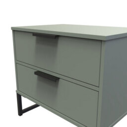 Tamworth Double 2 Drawer Bedside Cabinet In Reed Green (Ready Assembled) - thumbnail 4