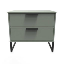 Tamworth Double 2 Drawer Bedside Cabinet In Reed Green (Ready Assembled) - thumbnail 1