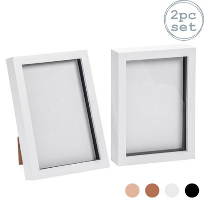 "Nicola Spring A5 (6 X 8"") Photo Frames - White - 3D Photo Frame Picture Frame Box Portrait Display Case (23.5 X 17Cm) Set Of 2" - image 1