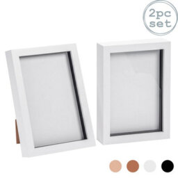 "Nicola Spring A5 (6 X 8"") Photo Frames - White - 3D Photo Frame Picture Frame Box Portrait Display Case (23.5 X 17Cm) Set Of 2" - thumbnail 1