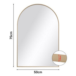Thehotsale 50Cm X H 75Cm W Arch-Shape Wall Mounted Gold Metal Framed Bathroom Mirror Decorative - thumbnail 7