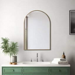 Thehotsale 50Cm X H 75Cm W Arch-Shape Wall Mounted Gold Metal Framed Bathroom Mirror Decorative - thumbnail 1