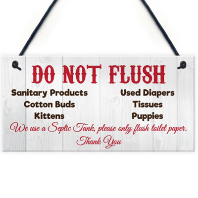 Red Ocean Toilet Instructions Warning Sign - image 1