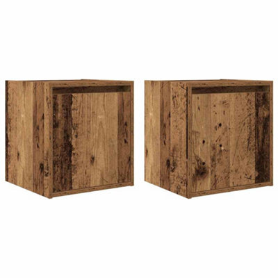 Berkfield Durable Wall-Mounted Bedside Cabinets 2 Pcs Old Wood 38X34X40 Cm