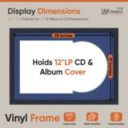 "AK Frames 25X17"" Black Step Vinyl Record Frame With Blue Mount For 12 Inch Lp Cover & Disc - Overlapped Design" - thumbnail 2