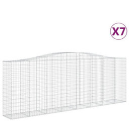 Berkfield Durable Arched Gabion Baskets 7 Pcs 400X50X140/160 Cm Galvanised Iron - thumbnail 1