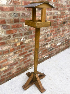 Ruddings Wood Heavy Duty Wooden Bird Table Garden Bird Feeder House Slate Roof 1.6M High - image 1