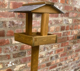 Ruddings Wood Heavy Duty Wooden Bird Table Garden Bird Feeder House Slate Roof 1.6M High - thumbnail 3