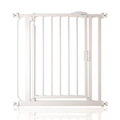 Safetots Pressure Fit Self Closing Stair Gate, 75Cm - 82Cm, White, Auto Closing Baby Gate, Safety Barrier - image 1