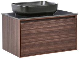 Wyld And Coco Nova Wall Mounted Vanity Basin Unit Dark Brown 80Cm Engineered Wood - thumbnail 3