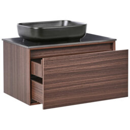 Wyld And Coco Nova Wall Mounted Vanity Basin Unit Dark Brown 80Cm Engineered Wood - thumbnail 5