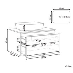 Wyld And Coco Nova Wall Mounted Vanity Basin Unit Dark Brown 80Cm Engineered Wood - thumbnail 4