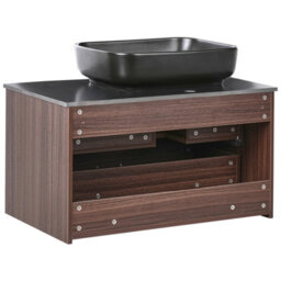 Wyld And Coco Nova Wall Mounted Vanity Basin Unit Dark Brown 80Cm Engineered Wood - thumbnail 6