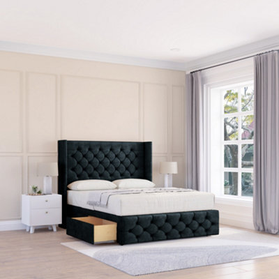 "Sloomy Luthor Naples Memory Foam Bed Set ,no Drawers, Mattress & 54"" Wingback Headboard With 12"" Footboard - King" - image 1