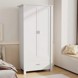 160Cm Tall Wooden 2 Door Wardrobe 1 Drawers Bedroom Storage Hanging Bar Clothes - thumbnail 6
