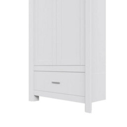 160Cm Tall Wooden 2 Door Wardrobe 1 Drawers Bedroom Storage Hanging Bar Clothes - thumbnail 3