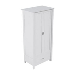 160Cm Tall Wooden 2 Door Wardrobe 1 Drawers Bedroom Storage Hanging Bar Clothes - thumbnail 1