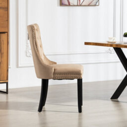 Ceres Velvet Fabric Dining Chairs - Set Of 2 - Brown - thumbnail 3