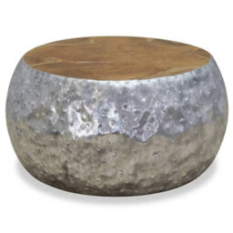 Berkfield Durable Coffee Table Aluminium Teak 60X60X30 Cm - thumbnail 1
