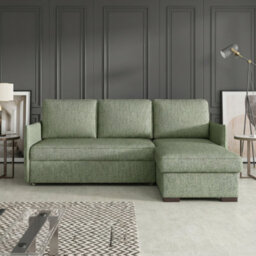 Megan Living Room Corner Sofa Bed With Storage Polyurethane Foam Wave Spring Wooden Frame 220X90X160Cm Green - thumbnail 2