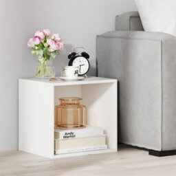 Set Of 4 Stackable Cubes Bookcase Wooden Storage Organizer White - thumbnail 1