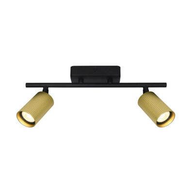 Luminosa Lighting Luminosa Tris Twin Ceiling Spotlight Black, Gold 2Xgu10