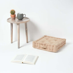 Homescapes Rajput Ribbed Cotton Floor Cushion Beige - thumbnail 2