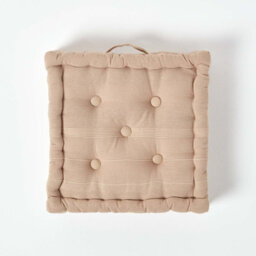 Homescapes Rajput Ribbed Cotton Floor Cushion Beige - thumbnail 3
