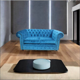 Chesterfield Handmade 2 Seater Sofa Settee Pastiche Teal Blue Velvet Fabric In Classic Style - thumbnail 2