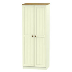 Vittoria Ready Assembled Contemporary Matt Cream Oak Effect Tall Double Wardrobe (H)1970mm (W)740mm (D)530mm