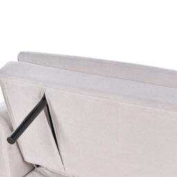 Wyld And Coco Luxe Living 3-Seater Sofa Bed In Beige Velvet With Click-Clack Mechanism And Gold-Finish Legs - thumbnail 9