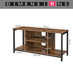 Modcraft Rustic Tv Stand For Tvs Up To 60 Inches ,industrial Entertainment Unit With Open Shelves, 120 X 40 X 50 Cm - thumbnail 5
