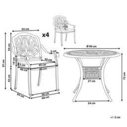 Beliani Garden Dining Set 4 Seater Ancona Dark Brown Metal With Cushions - thumbnail 3