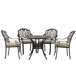 Beliani Garden Dining Set 4 Seater Ancona Dark Brown Metal With Cushions - thumbnail 1