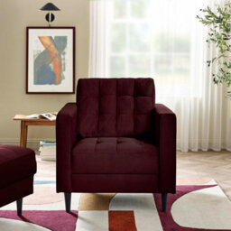 Furniturebox Uk Jenna Maroon Velvet Armchair - thumbnail 2