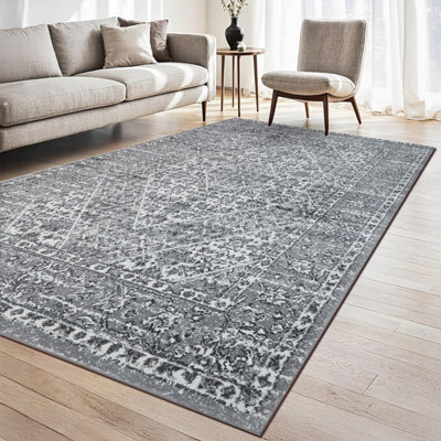 Homeart Traditional Area Rug Super Soft & Sustainable Woven Neutral Carpet Durable Indoor Rug Medium Grey 60X110 - image 1