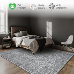 Homeart Traditional Area Rug Super Soft & Sustainable Woven Neutral Carpet Durable Indoor Rug Medium Grey 60X110 - thumbnail 5