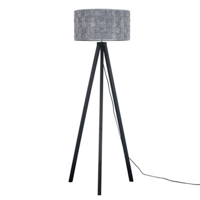 Valuelights Barbro Black Tripod Floor Lamp With Felt Weave Shade And Bulb - image 1