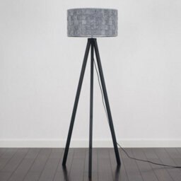 Valuelights Barbro Black Tripod Floor Lamp With Felt Weave Shade And Bulb - thumbnail 4