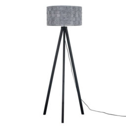 Valuelights Barbro Black Tripod Floor Lamp With Felt Weave Shade And Bulb - thumbnail 2