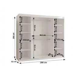 Arte Asved White 200Cm Storage Wardrobe With Sliding Doors And Mirror - thumbnail 4