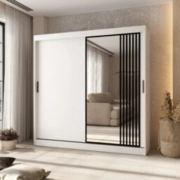 Arte Asved White 200Cm Storage Wardrobe With Sliding Doors And Mirror