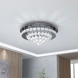 Darphe 40Cm Modern Crystal Droplet Semi-Flush Ceiling Light, Cool White Led Chandelier