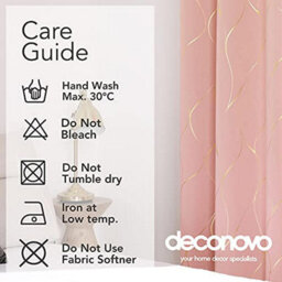 Deconovo Eyelet Curtains, Gold Wave Line Foil Printed Blackout Curtains For Nursery, 52 X 84 Inch (W X L), Coral Pink, One Pair - thumbnail 6